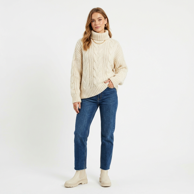 Cable Knit Jumper in cream